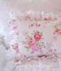 RACHEL ASHWELL SHABBY CHIC WILDFLOWER BOUQUET PINK ROSES RUFFLED PILLOW SHAM